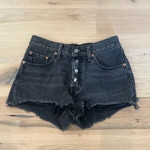 Levi 501 black high-rise shorts
